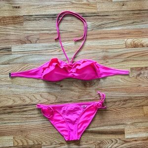 Hollister Pink Ruffle Bikini Size Small